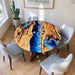 Artistic epoxy round table perfect for waterfront homes