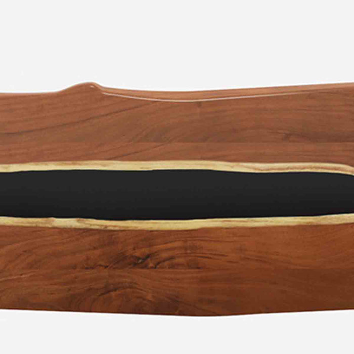 Wooden surface with a black stripe on a white background
