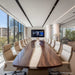 Oversized black walnut epoxy conference table for executive meeting space