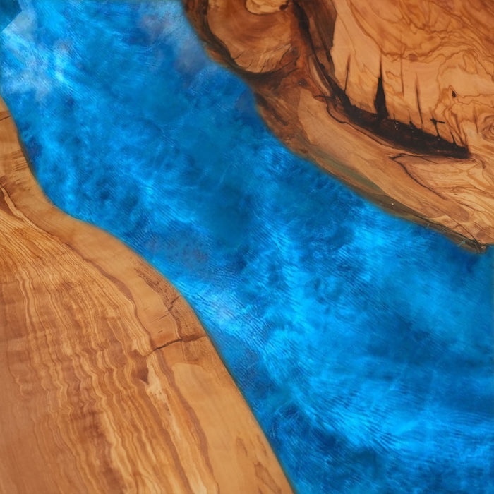 Luxury Olive Wood River Table with Epoxy Inlay