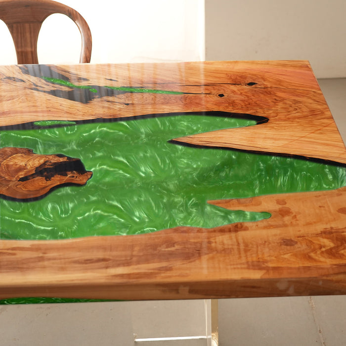 Bespoke Olive Wood Epoxy Resin Table with Natural Grain