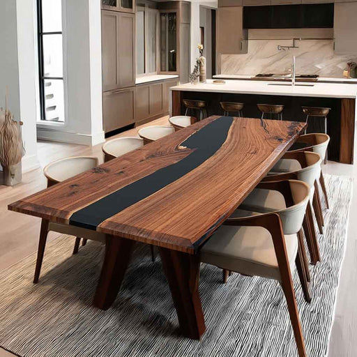 Black Epoxy Black Walnut Dining Table 36x72 Top View