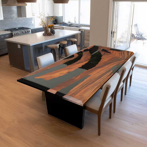 Black Epoxy Walnut Dining Table 30x72 Top View