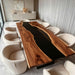 Luxury black walnut black epoxy resin river dining table with live edge design