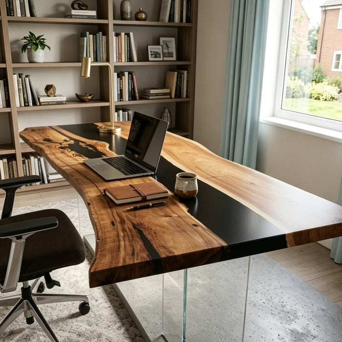 Black walnut black resin executive desk for a modern office