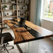 Black walnut black resin executive desk for a modern office