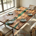 Black walnut emerald green epoxy dining table with natural wood grain