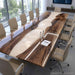 Black Walnut epoxy conference table with pearl white resin