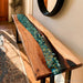 Black walnut green epoxy console table with natural rocks
