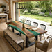 Black walnut dining room table with bold green epoxy resin