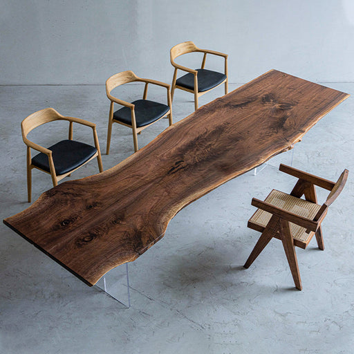 black walnut natural live edge table showcasing rich wood grain and organic edges