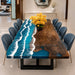 Black walnut ocean wave resin dining table with natural wood grain