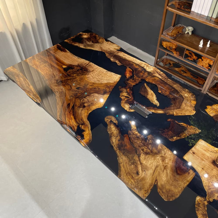 Black walnut resin office meeting table for professional workspaces