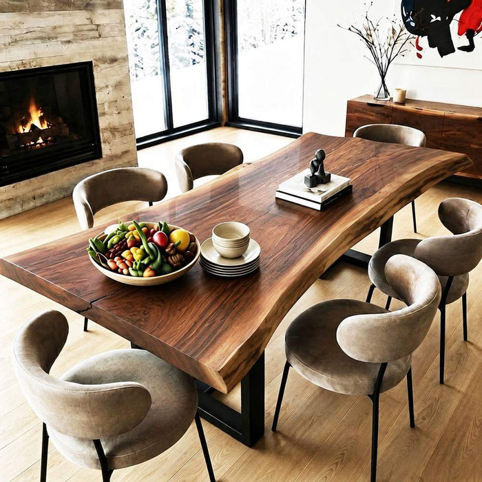 black walnut solid wood dining table with natural grain