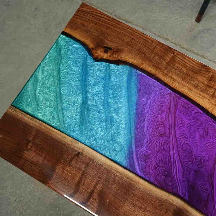 unique black walnut wood epoxy resin table for studies in texas