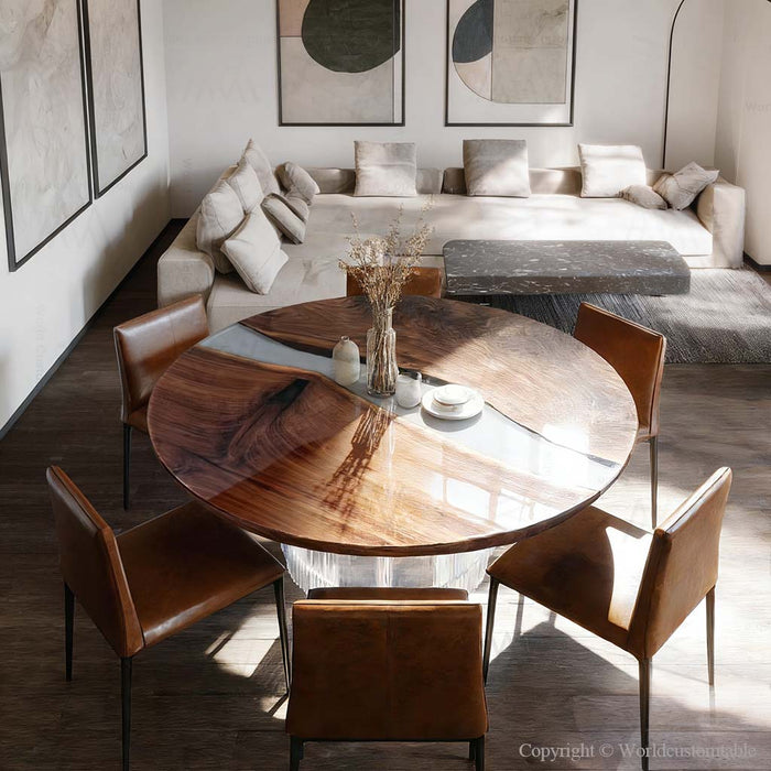 olive wood epoxy resin table for dinning & living spaces in florida