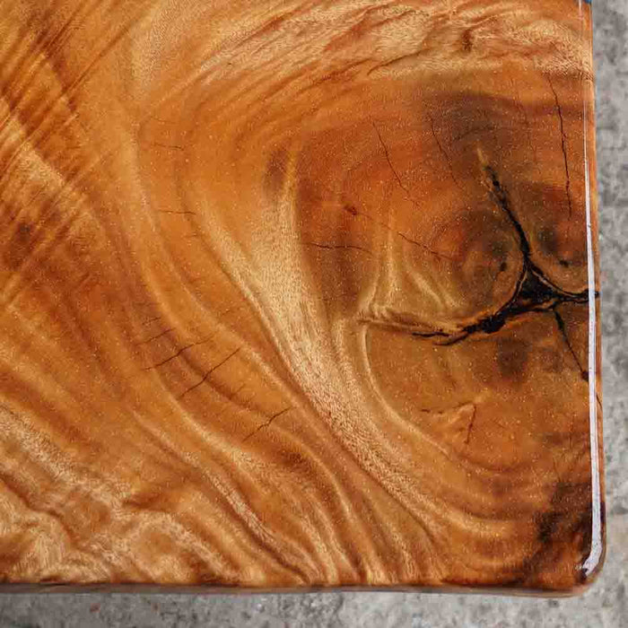 Handcrafted walnut live edge table with blue epoxy resin river for 8 people