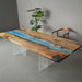 Blue wave resin golden camphor dining table for coastal interiors