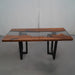 natural walnut dining table featuring transparent epoxy resin