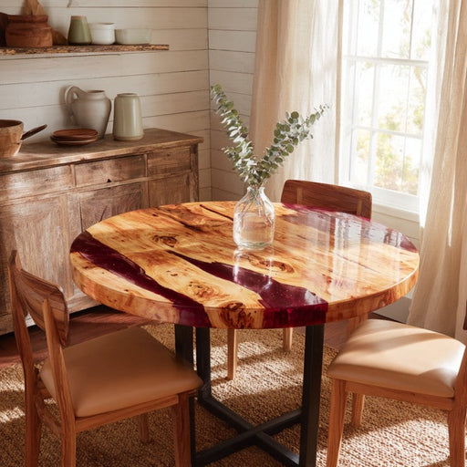 unique poplar wood epoxy dinning table for vintage homes in florida