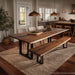 Custom walnut dining table with black resin highlight, perfect for Texas farmhouse dining rooms.