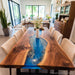 Custom black walnut epoxy river table for stylish dining room