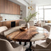 Custom black walnut epoxy table styled in elegant interior lighting