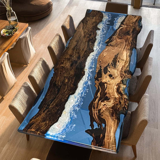 Custom Black Walnut Live Edge Conference Table with Resin