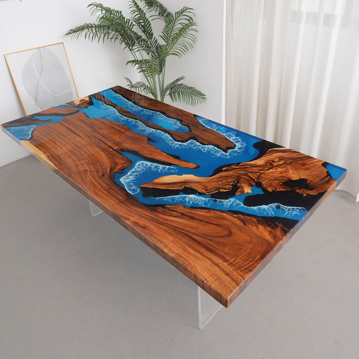 Custom Dining Table with Olive Wood and Epoxy Resin