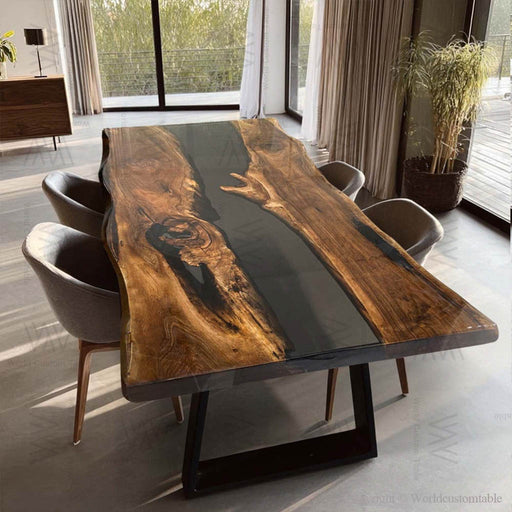 live edge black walnut epoxy resin table for homes & offices in california