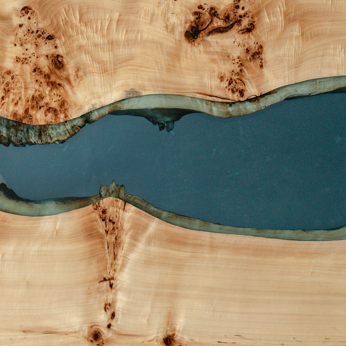 Live edge poplar epoxy table with green resin river design