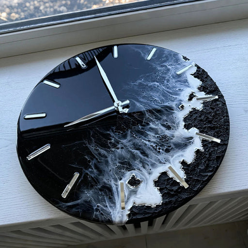 Custom ocean-inspired resin wall clock for home décor
