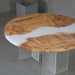 Custom round resin dining table perfect for modern and minimalist interiors.