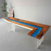 Custom walnut kitchen island with mysterious blue epoxy resin for modern homes