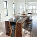 sleek wooden clear black epoxy kitchen countertops & islands in california