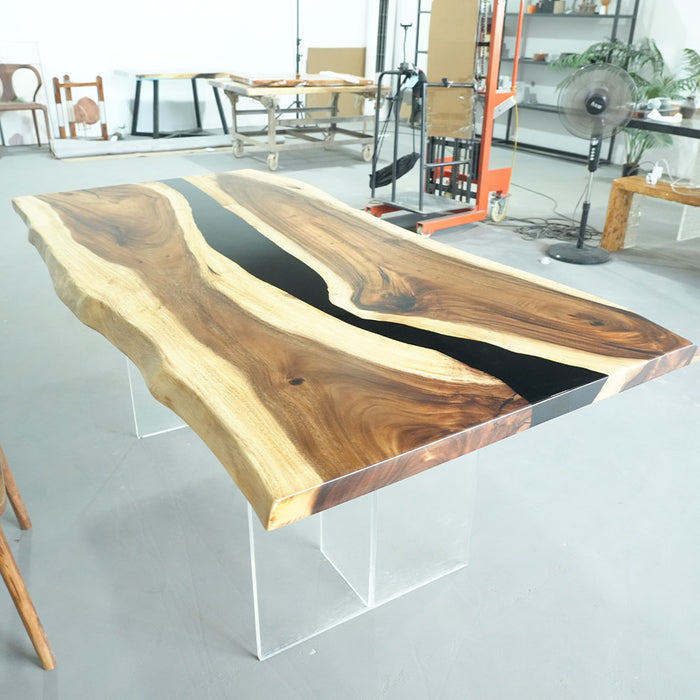 square walnut wood  epoxy resin table for dinning & living spaces in Pennsylvania
