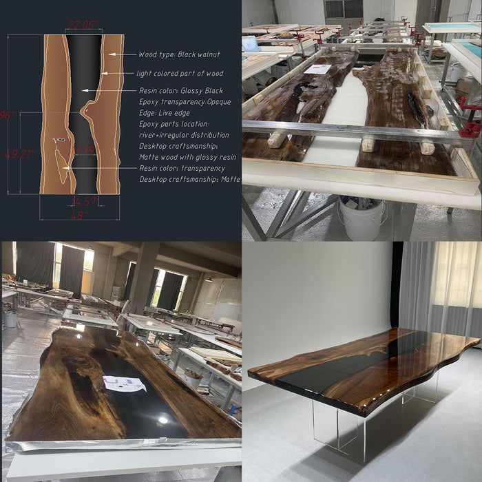 Custom resin meeting table showcasing the design and manufacturing process flow.