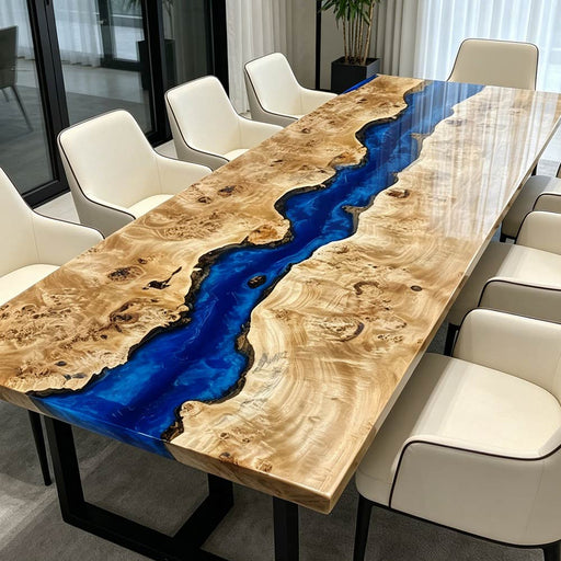 Large epoxy conference table in corporate meeting room setting