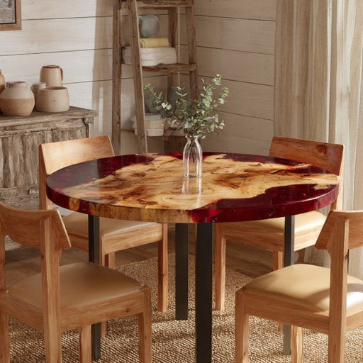 vintage round wooden epoxy coffee table for living spaces in florida