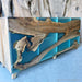 Elegant transparent blue epoxy cabinet with shelves for versatile storage