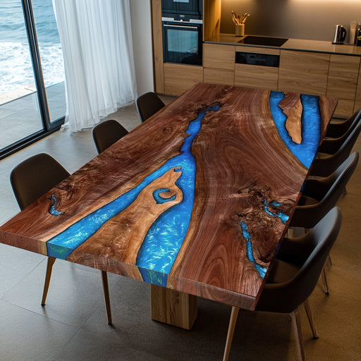 Modern epoxy resin table for professional spaces.