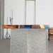 Epoxy resin L-shaped kitchen counter made from premium walnut wood and blue resin