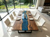 Custom epoxy river dining table black walnut wood for modern US homes
