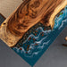 Epoxy wave dining table with live-edge walnut for beach homes