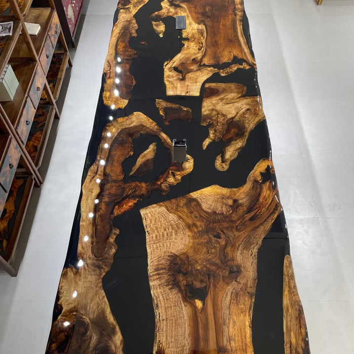 Executive black epoxy conference room table for corporate offices