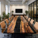 Extra large black resin river conference table for corporate use