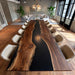Extra large black walnut epoxy conference table with matte black resin
