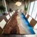 Extra large black walnut wave epoxy conference table with flowing resin
