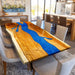 Factory stock walnut epoxy resin dining table, ready for immediate delivery