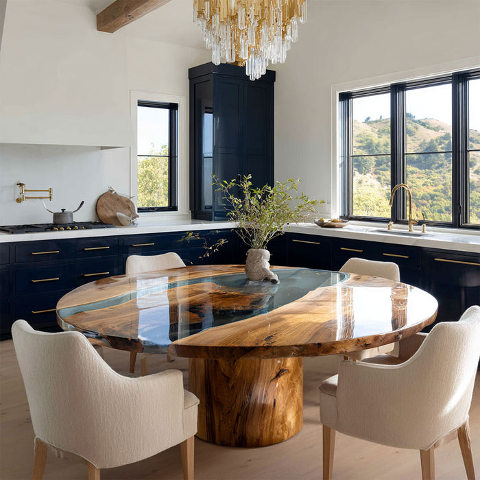 modern dinning centerpiece wooden epoxy resin table for homes in miami